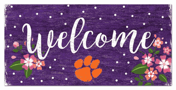 Clemson Tigers Welcome Floral 6x12 Sign