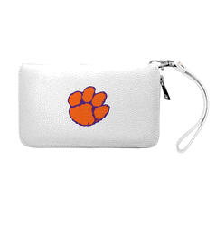 Clemson Tigers Zip Organizer Wallet Pebble White