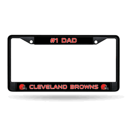 Cleveland Browns #1 Dad Black Chrome Frame with Decal Inserts 12" x 6" Car/Truck Auto Accessory