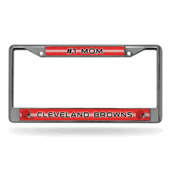 Cleveland Browns #1 Mom 12" x 6" Silver Bling Chrome Car/Truck/SUV Auto Accessory