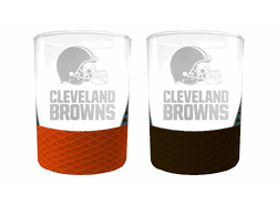 Cleveland Browns 2pc Laser Etched Commissioner Rocks Glass Set