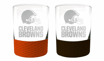 Cleveland Browns 2pc Laser Etched Commissioner Rocks Glass Set