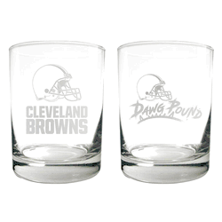 Cleveland Browns 2pc Rocks Glass Set