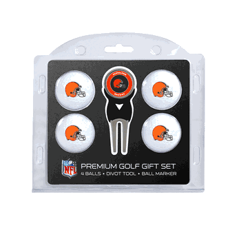 Cleveland Browns 4 Ball Gift Set + Divot Tool & Marker