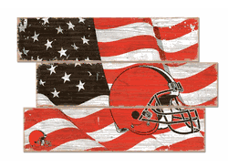 Cleveland Browns American Flag 3 Plank