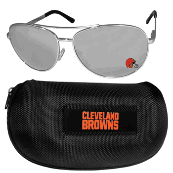 Cleveland Browns Aviator Sunglasses and Zippered Carrying Case