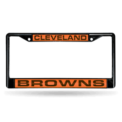 Cleveland Browns Black 12" x 6" Black Laser Cut Chrome Frame