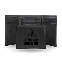 Cleveland Browns Black Laser Engraved Faux Leather Trifold