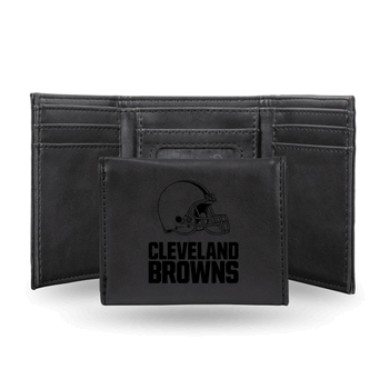 Cleveland Browns Black Laser Engraved Faux Leather Trifold