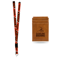Cleveland Browns Brown Front Pocket Wallet Set