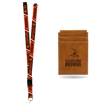 Cleveland Browns Brown Front Pocket Wallet Set