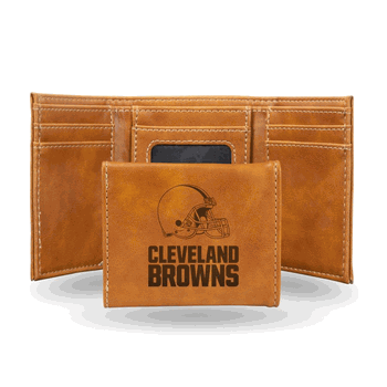 Cleveland Browns Brown Laser Engraved Faux Leather Trifold