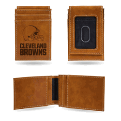 Cleveland Browns Brown Laser Engraved Front Pocket Wallet