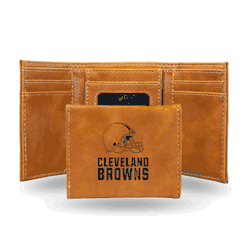 Cleveland Browns Brown Laser Engraved Tri-Fold Wallet