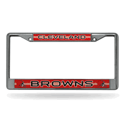 Cleveland Browns Classic 12" x 6" Silver Bling Chrome Car/Truck/SUV Auto Accessory