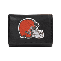 Cleveland Browns  Embroidered Genuine Leather Tri-fold Wallet 3.25" x 4.25" - Slim