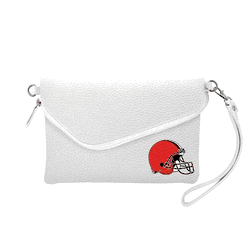 Cleveland Browns Fold Over Crossbody Pebble White