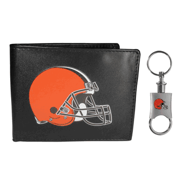 Cleveland Browns Leather Bi-fold Wallet & Valet Key Chain