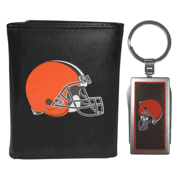 Cleveland Browns Leather Tri-fold Wallet & Multitool Key Chain, Black