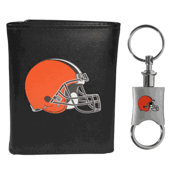 Cleveland Browns Leather Tri-fold Wallet & Valet Key Chain