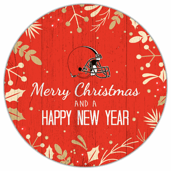 Cleveland Browns Merry Christmas & New Year 12in Circle