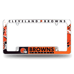 Cleveland Browns Primary 12" x 6" Chrome All Over Automotive License Plate Frame