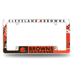 Cleveland Browns Primary 12" x 6" Chrome All Over Automotive License Plate Frame for Car/Truck/SUV