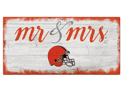 Cleveland Browns Script Mr & Mrs 6x12 Sign
