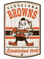 Cleveland Browns Sign 11x17 Wood Classic Logo Retro
