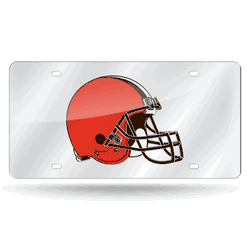 Cleveland Browns Silver 12" x 6" Silver Laser Cut Tag For Car/Truck/SUV