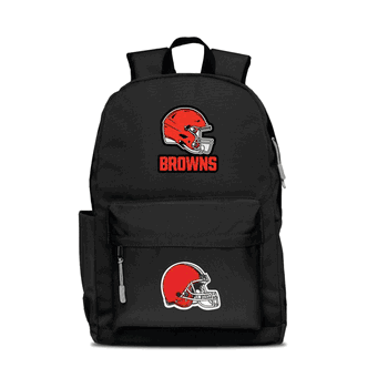 Cleveland Browns Two-Logo Campus Backpack, Black, with Gray Zipper