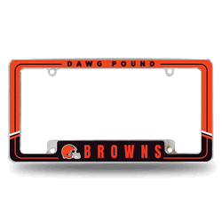 Cleveland Browns Two-Tone 12" x 6" Chrome All Over Automotive License Plate Frame