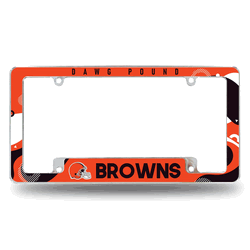 Cleveland Browns Wave 12" x 6" Chrome All Over Automotive License Plate Frame