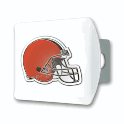 Cleveland Browns White Metal Hitch Cover with  3D Color Emblem