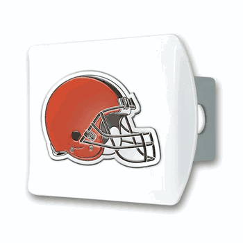 Cleveland Browns White Metal Hitch Cover with  3D Color Emblem