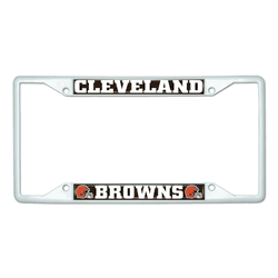 Cleveland Browns White Metal License Plate Frame - 6.25"x12.25"