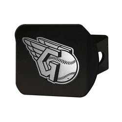 Cleveland Guardians Black Metal Hitch Cover with Metal Chrome 3D Emblem