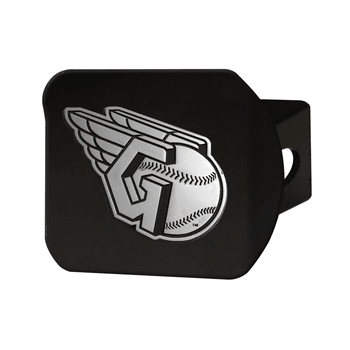Cleveland Guardians Black Metal Hitch Cover with Metal Chrome 3D Emblem
