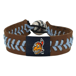 Cleveland Guardians Bracelet Team Color Baseball Chief Wahoo Brown Leather Blue Thread CO