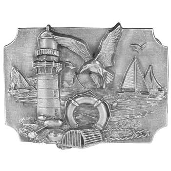 Coastal Scene Antiqued Belt Buckle