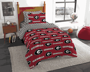 NCAA Rotary Georgia Bulldogs 5 PC Twin Bed In Bag Set