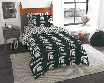 NCAA Rotary Michigan State Spartans 5 PC Twin Bed In Bag Set