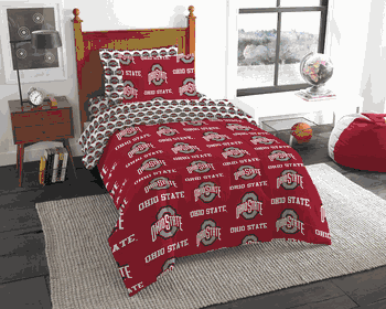 NCAA Rotary Ohio State Buckeyes 5 PC Twin Bed In Bag Set