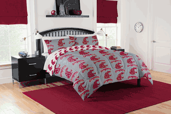 NCAA Washington State Cougars Cougars Full Rotary Bed In A Bag Set