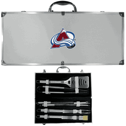 Colorado Avalanche 8 pc Stainless Steel BBQ Set w/Metal Case