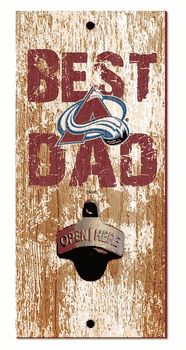 Colorado Avalanche Best Dad Bottle Opener   Wood Sign