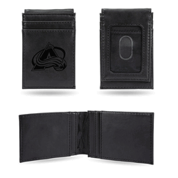 Colorado Avalanche Black Laser Engraved Front Pocket Wallet