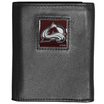 Colorado Avalanche Deluxe Leather Tri-fold Wallet Packaged in Gift Box
