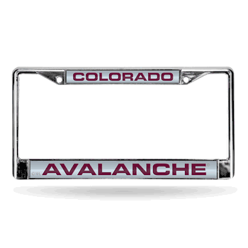 Colorado Avalanche Laser Chrome Frame - Silver Background With Maroon Letters