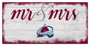Colorado Avalanche Script Mr & Mrs 6x12 Sign